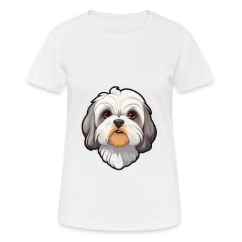 Maltais Shih Tzu Chien Race Cartoon Kawaii Illustra - T-shirt respirant Femme - blanc - Devant - AI Model Female 172 dark (172cm)