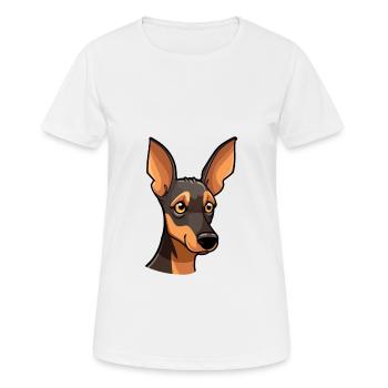 Manchester Terrier chien race dessin animé kawaii illust - T-shirt respirant Femme - blanc - Devant - AI Model Female 172 dark (172cm)