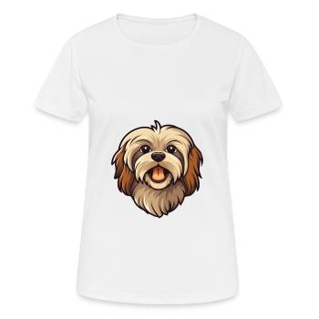 Lowchen Kleiner Löwe Hunderasse Cartoon Kawaii Illus - Frauen T-Shirt atmungsaktiv - Weiß - Vorne - AI Model Female 172 dark (172cm)