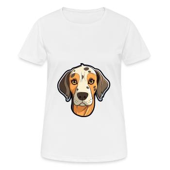 Leopard Cur Hund Rasse Cartoon Kawaii Illustration - Frauen T-Shirt atmungsaktiv - Weiß - Vorne - AI Model Female 172 dark (172cm)