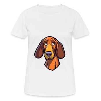 Lettische Jagdhunderasse Cartoon Kawaii Illustration - Frauen T-Shirt atmungsaktiv - Weiß - Vorne - AI Model Female 172 dark (172cm)