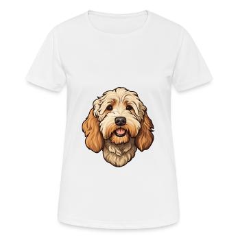 Labradoodle Dog Breed Cartoon Kawaii Illustration - Women's Breathable T-Shirt - white - Front - AI Model Female 172 dark (172cm)