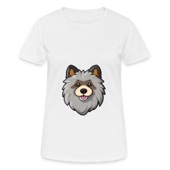 Keeshond Dog Breed Cartoon Kawaii Illustration - Women's Breathable T-Shirt - white - Front - AI Model Female 172 dark (172cm)