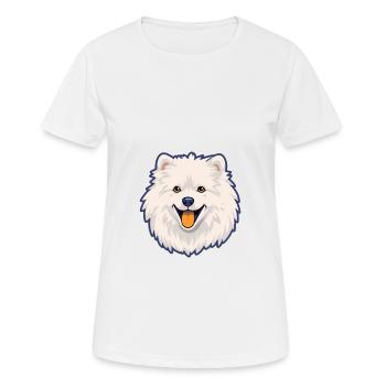 Japanese Spitz Dog Breed Cartoon Kawaii Illustrati - Women's Breathable T-Shirt - white - Front - AI Model Female 172 dark (172cm)