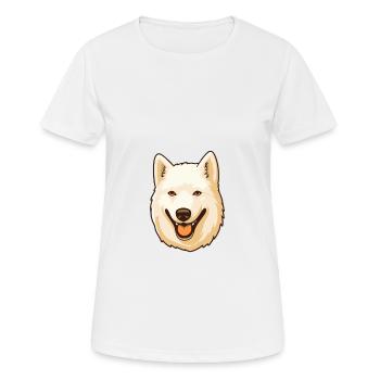 Jindo Dog Breed Cartoon Kawaii Illustration - Women's Breathable T-Shirt - white - Front - AI Model Female 172 dark (172cm)