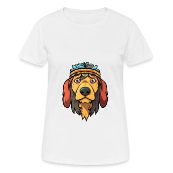Indische Pariah-Hunderasse Karikatur Kawaii Illustration - Frauen T-Shirt atmungsaktiv - Weiß - Vorne - AI Model Female 172 dark (172cm)