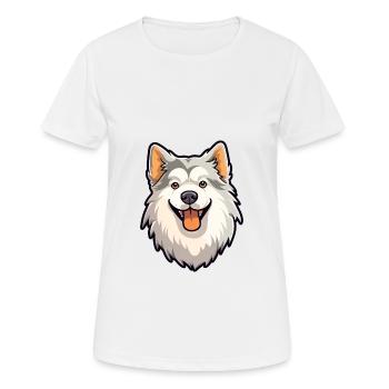 Hokkaido Hunderasse Cartoon Kawaii Illustration - Frauen T-Shirt atmungsaktiv - Weiß - Vorne - AI Model Female 172 dark (172cm)