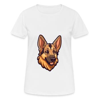 German Shepherd Dog Breed Cartoon Kawaii Illustrat - Women's Breathable T-Shirt - white - Front - AI Model Female 172 dark (172cm)