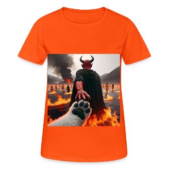 Suivez-moi jusqu’à l’abîme - Pacte du Diable infernal #19 - T-shirt respirant Femme - orange néon - Devant - AI Model Female 172 dark (172cm)