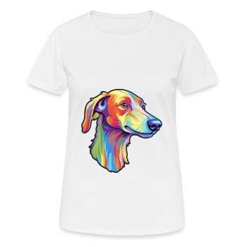 Lurcher Hunderasse Cartoon Kawaii Illustration - Frauen T-Shirt atmungsaktiv - Weiß - Vorne - AI Model Female 172 dark (172cm)