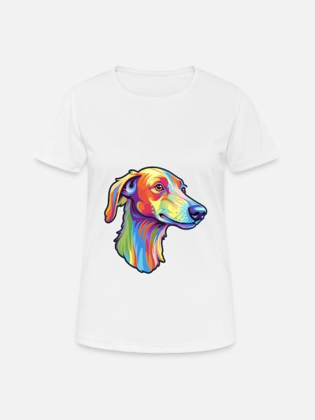 Lurcher Dog Breed Cartoon Kawaii Illustration - Women's Breathable T-Shirt - white