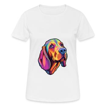 Lettische Jagdhunderasse Cartoon Kawaii Illustration - Frauen T-Shirt atmungsaktiv - Weiß - Vorne - AI Model Female 172 dark (172cm)
