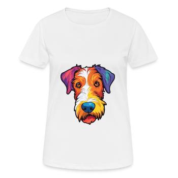 Draht Foxterrier Hunderasse Cartoon Kawaii Illustra - Frauen T-Shirt atmungsaktiv - Weiß - Vorne - AI Model Female 172 dark (172cm)