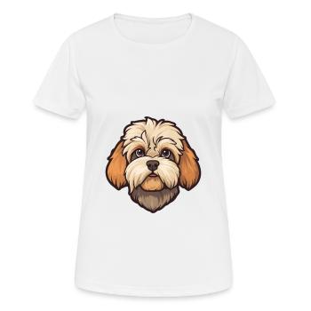 Shih Poo Hunderasse Cartoon Kawaii Illustration - Frauen T-Shirt atmungsaktiv - Weiß - Vorne - AI Model Female 172 dark (172cm)