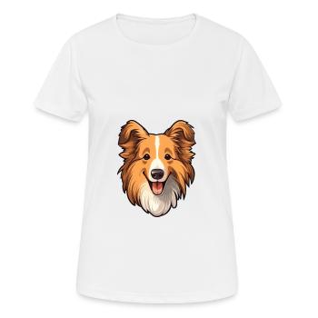 Sheltie Hunderasse Karikatur Kawaii Illustration - Frauen T-Shirt atmungsaktiv - Weiß - Vorne - AI Model Female 172 dark (172cm)