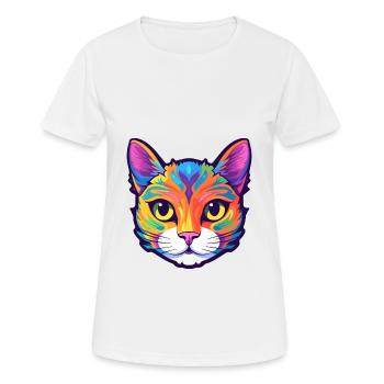 European Shorthair Cat Watercolor Cartoon Kawaii - Women's Breathable T-Shirt - white - Front - AI Model Female 172 dark (172cm)