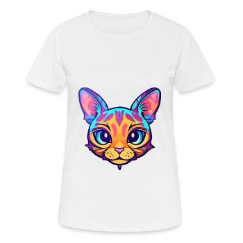 Havanna Braune Katze Rasse Aquarell Karikatur Kawaii - Frauen T-Shirt atmungsaktiv - Weiß - Vorne - AI Model Female 172 dark (172cm)