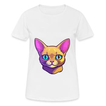 Chat d’argent britannique race aquarelle dessin animé Kawaii - T-shirt respirant Femme - blanc - Devant - AI Model Female 172 dark (172cm)