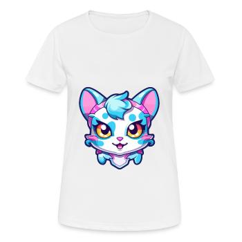 Hantilly Tiffany Katze Aquarell Cartoon Kawaii - Frauen T-Shirt atmungsaktiv - Weiß - Vorne - AI Model Female 172 dark (172cm)