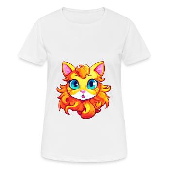 Ginger Longhair Cat Aquarelle Dessin Animé Kawaii - T-shirt respirant Femme - blanc - Devant - AI Model Female 172 dark (172cm)