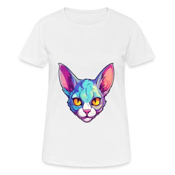 Chypre chat race aquarelle dessin animé kawaii animal de compagnie - T-shirt respirant Femme - blanc - Devant - AI Model Female 172 dark (172cm)