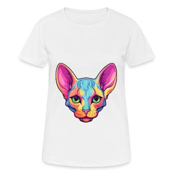 Peterbald Cat Breed aquarelle Cartoon Kawaii Pet - T-shirt respirant Femme - blanc - Devant - AI Model Female 172 dark (172cm)