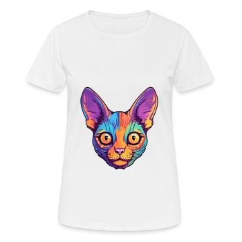 Somali Kurzhaar Katze Aquarell Cartoon Kawaii - Frauen T-Shirt atmungsaktiv - Weiß - Vorne - AI Model Female 172 dark (172cm)