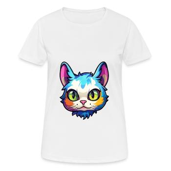 Schneeschuh Katze Rasse Aquarell Karikatur Kawaii Haustier - Frauen T-Shirt atmungsaktiv - Weiß - Vorne - AI Model Female 172 dark (172cm)