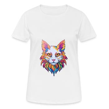 Turc Van Cat Breed Aquarelle Dessin Animé Kawaii - T-shirt respirant Femme - blanc - Devant - AI Model Female 172 dark (172cm)