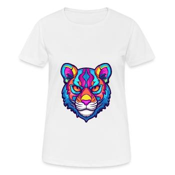 Tiger Katze Rasse Aquarell Karikatur Kawaii Haustier - Frauen T-Shirt atmungsaktiv - Weiß - Vorne - AI Model Female 172 dark (172cm)