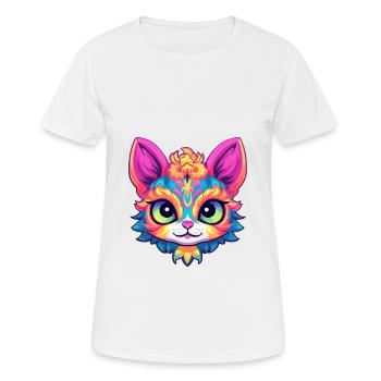 Singapura Cat Breed Aquarelle Dessin Animé Kawaii Pet - T-shirt respirant Femme - blanc - Devant - AI Model Female 172 dark (172cm)