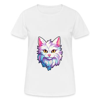 Turkish Angora Cat Breed Watercolor Cartoon Kawaii - Women's Breathable T-Shirt - white - Front - AI Model Female 172 dark (172cm)