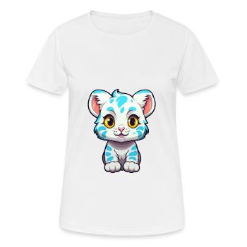Léopard des neiges bébé chat aquarelle dessin animé Kawaii - T-shirt respirant Femme - blanc - Devant - AI Model Female 172 dark (172cm)