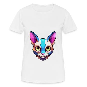 Chat Siamois Race Aquarelle Dessin Animé Kawaii Pet - T-shirt respirant Femme - blanc - Devant - AI Model Female 172 dark (172cm)