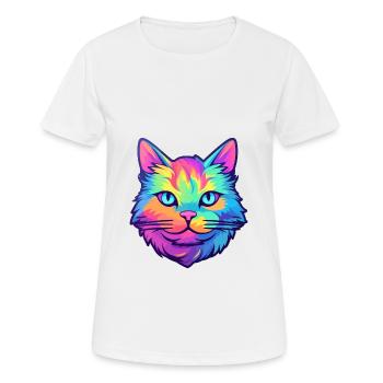 Schottische gerade Katze Aquarell Karikatur Kawaii - Frauen T-Shirt atmungsaktiv - Weiß - Vorne - AI Model Female 172 dark (172cm)