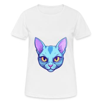 Chat bleu russe race aquarelle dessin animé Kawaii - T-shirt respirant Femme - blanc - Devant - AI Model Female 172 dark (172cm)