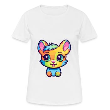 Bébé chat race aquarelle dessin animé kawaii animal de compagnie - T-shirt respirant Femme - blanc - Devant - AI Model Female 172 dark (172cm)