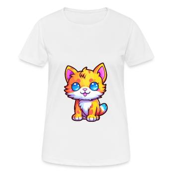 Munchkin Katze Rasse Aquarell Karikatur Kawaii Haustier - Frauen T-Shirt atmungsaktiv - Weiß - Vorne - AI Model Female 172 dark (172cm)