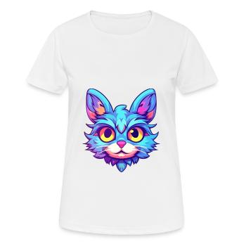 Manx Cat Breed Aquarelle Dessin Animé Kawaii Pet - T-shirt respirant Femme - blanc - Devant - AI Model Female 172 dark (172cm)