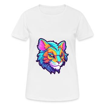 Liger Hybrid Löwe Tiger Katze Bunte Karikatur Kawai - Frauen T-Shirt atmungsaktiv - Weiß - Vorne - AI Model Female 172 dark (172cm)