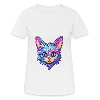 Laperm Cat Breed Aquarelle Cartoon Kawaii Pet - T-shirt respirant Femme - blanc - Devant - AI Model Female 172 dark (172cm)