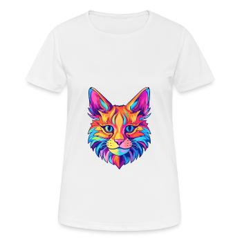 Race de chat somalien aquarelle dessin animé Kawaii animal de compagnie - T-shirt respirant Femme - blanc - Devant - AI Model Female 172 dark (172cm)