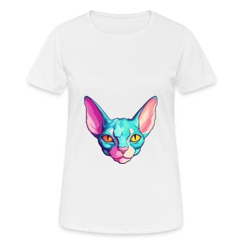 Sphynx Cat Breed Watercolor Cartoon Kawaii Pet - Women's Breathable T-Shirt - white - Front - AI Model Female 172 dark (172cm)