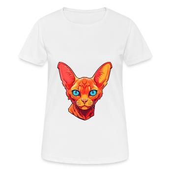 Roter Devon Rex Katze Rasse Aquarell Karikatur Kawaii - Frauen T-Shirt atmungsaktiv - Weiß - Vorne - AI Model Female 172 dark (172cm)