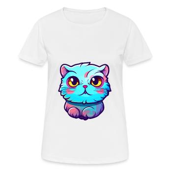 Scottish Fold Cat Breed aquarelle Cartoon Kawaii - T-shirt respirant Femme - blanc - Devant - AI Model Female 172 dark (172cm)