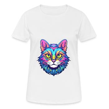 Highlander Katze Rasse Aquarell Karikatur Kawaii Haustier - Frauen T-Shirt atmungsaktiv - Weiß - Vorne - AI Model Female 172 dark (172cm)