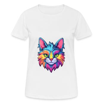 Verdünnte Calico Katze Rasse Aquarell Karikatur Kawaii - Frauen T-Shirt atmungsaktiv - Weiß - Vorne - AI Model Female 172 dark (172cm)