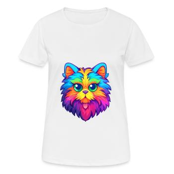 German Longhair Cat Watercolor Cartoon Kawaii - Women's Breathable T-Shirt - white - Front - AI Model Female 172 dark (172cm)