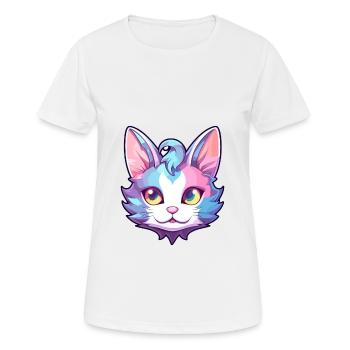 Devon Rex Cat Breed aquarelle dessin animé Kawaii animal de compagnie - T-shirt respirant Femme - blanc - Devant - AI Model Female 172 dark (172cm)