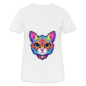 Arabian Mau Cat Breed Watercolor Cartoon Kawaii - Women's Breathable T-Shirt - white - Front - AI Model Female 172 dark (172cm)